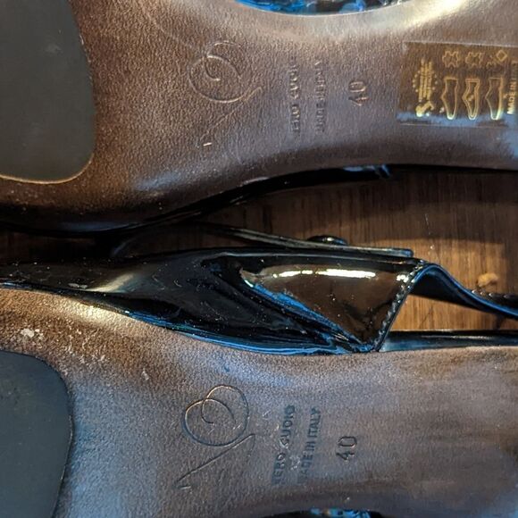 Joan Oloff Classic Dance Style Sling back Heel - Black - Size 40 - Gloss Finish - Picture 4 of 6